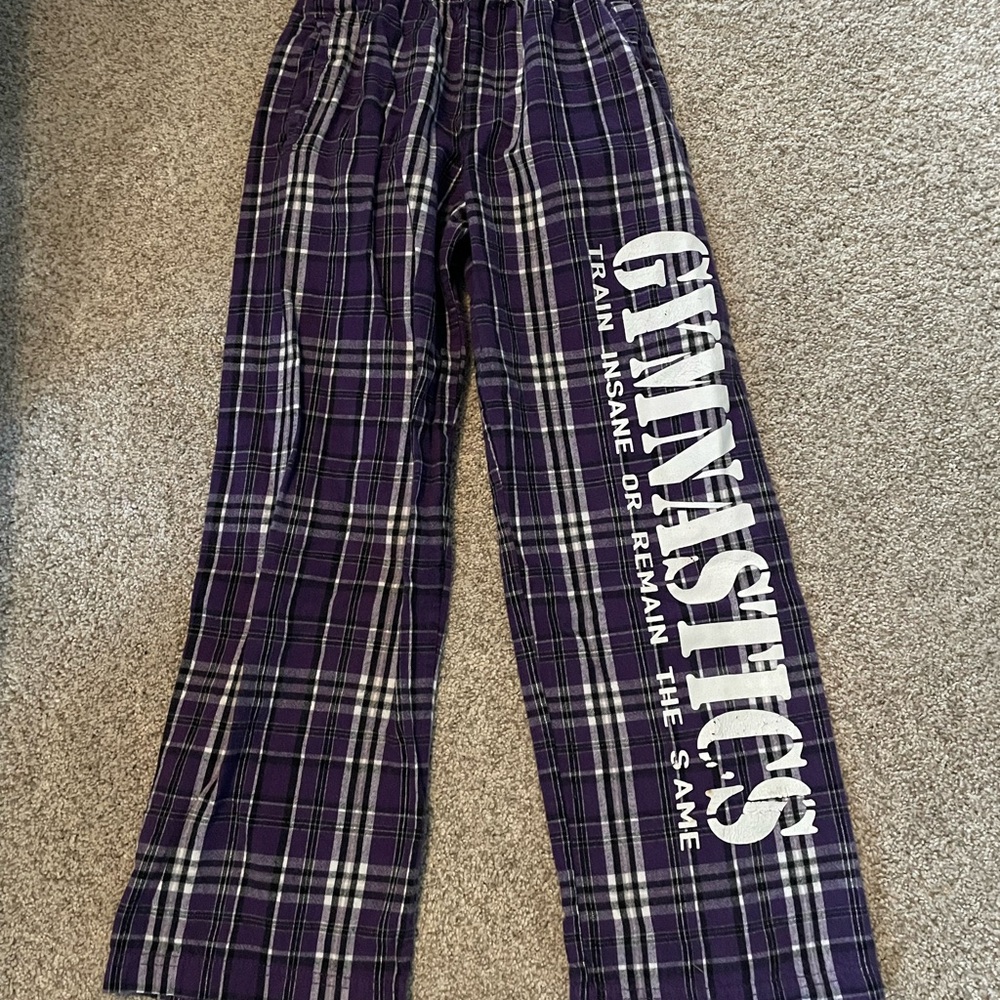 Girls plaid PJ pants gymnastics